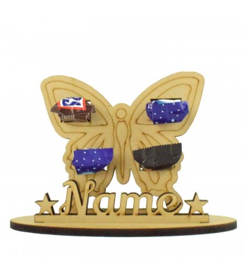 6mm Personalised Butterfly Shape Mini Chocolate Bar Holder on a Stand - Stand Options